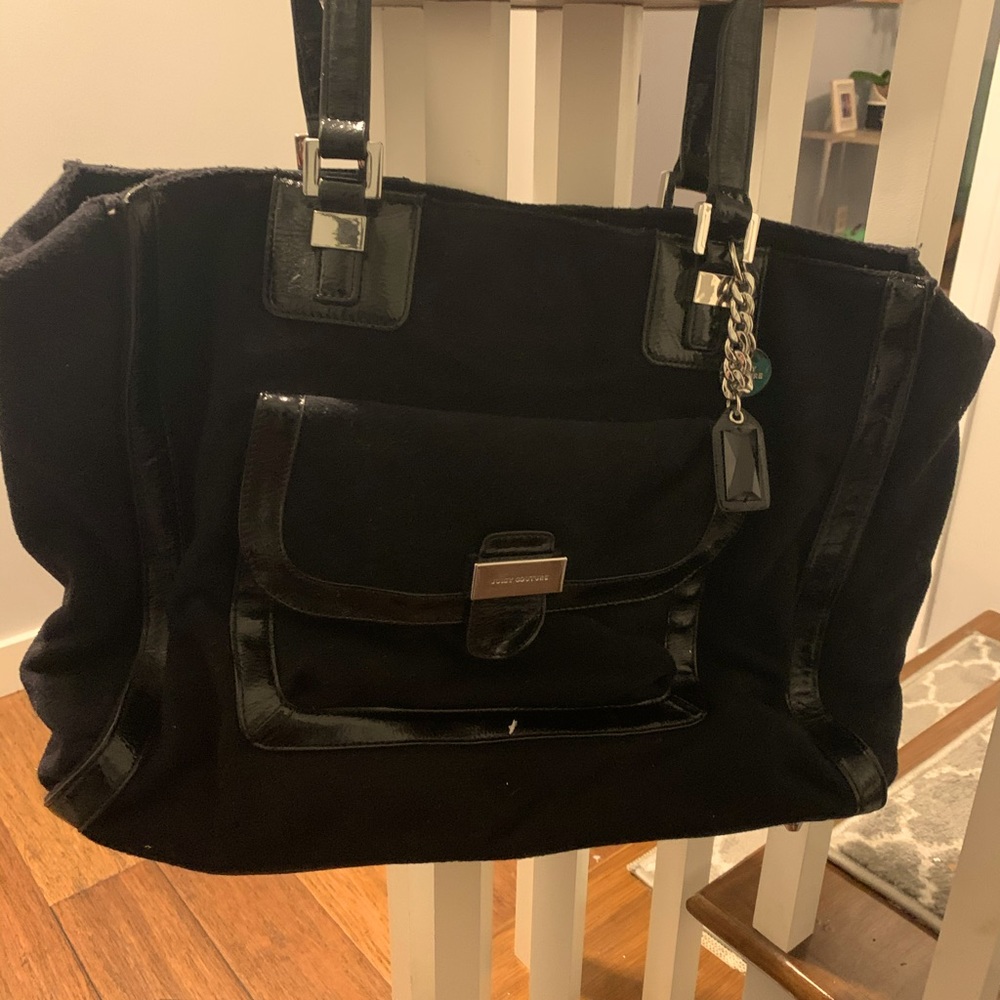 Black Juicy Couture. Holds laptop. Great bag for travel. Holds everything!